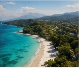 Caribbean coastline and residential landscape